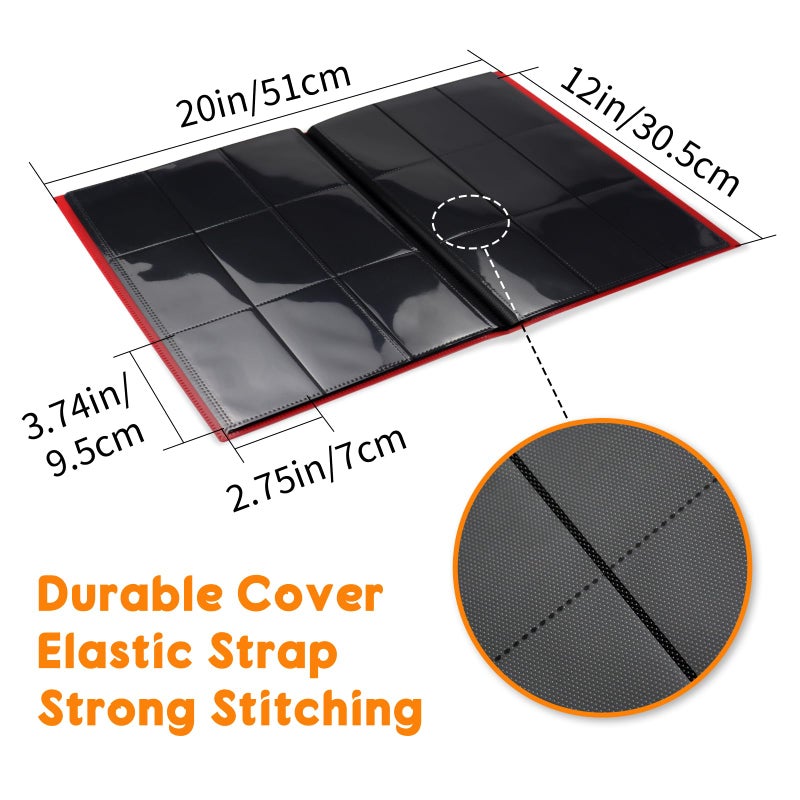 KIOEEE Red Card Binder 9 Pocket, PP Cover Trading Card Binder for 360 Cards, Sturdy Card Collection Album, Card Holder Folders for MTG, TCG, Game Cards & Sports Cards - Image 2